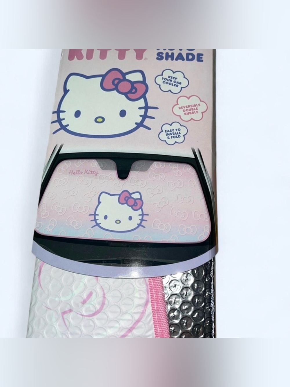 NWT Hello Kitty pink car shade with bows all over